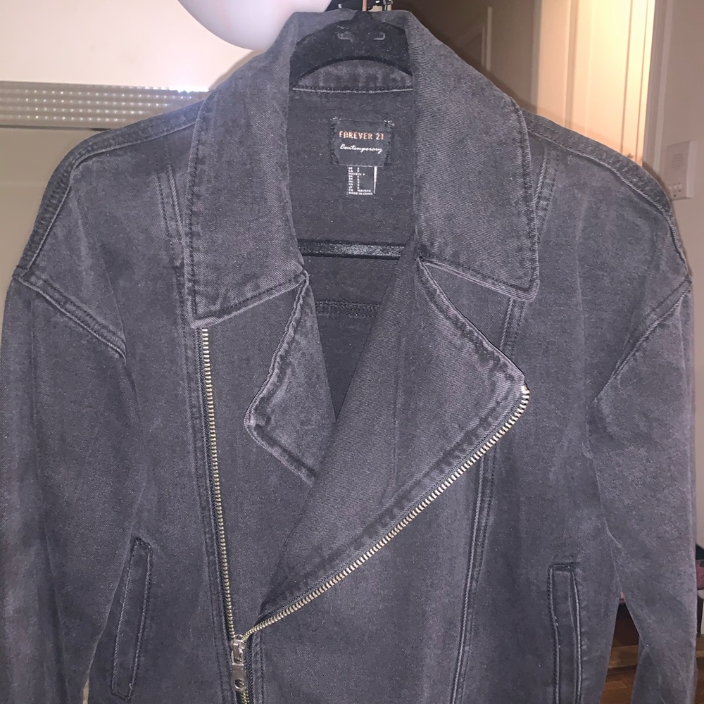 Acid washed Black Asymmetrical Denim Jacket